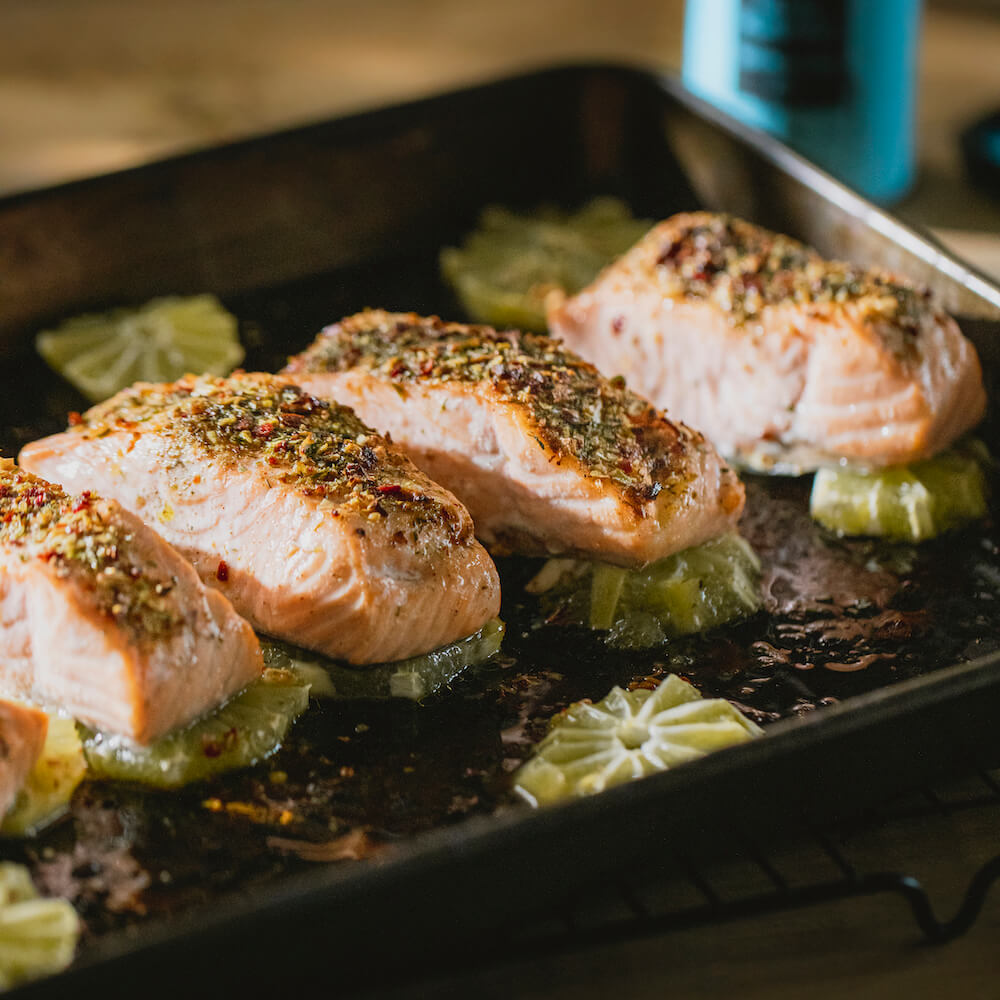 Salmon al horno con limon y eneldo