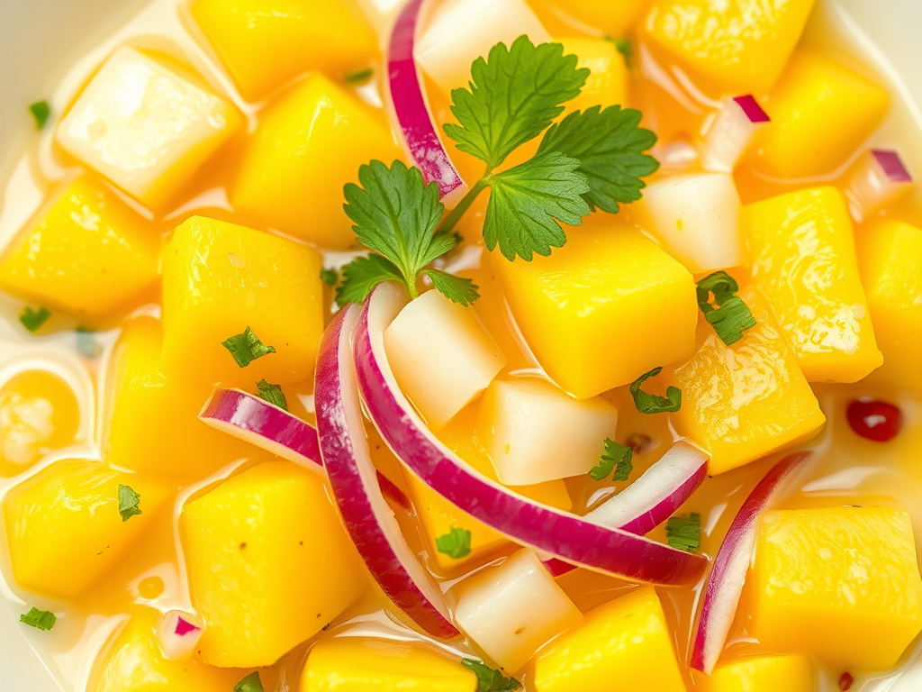 Ceviche de coco y mango
