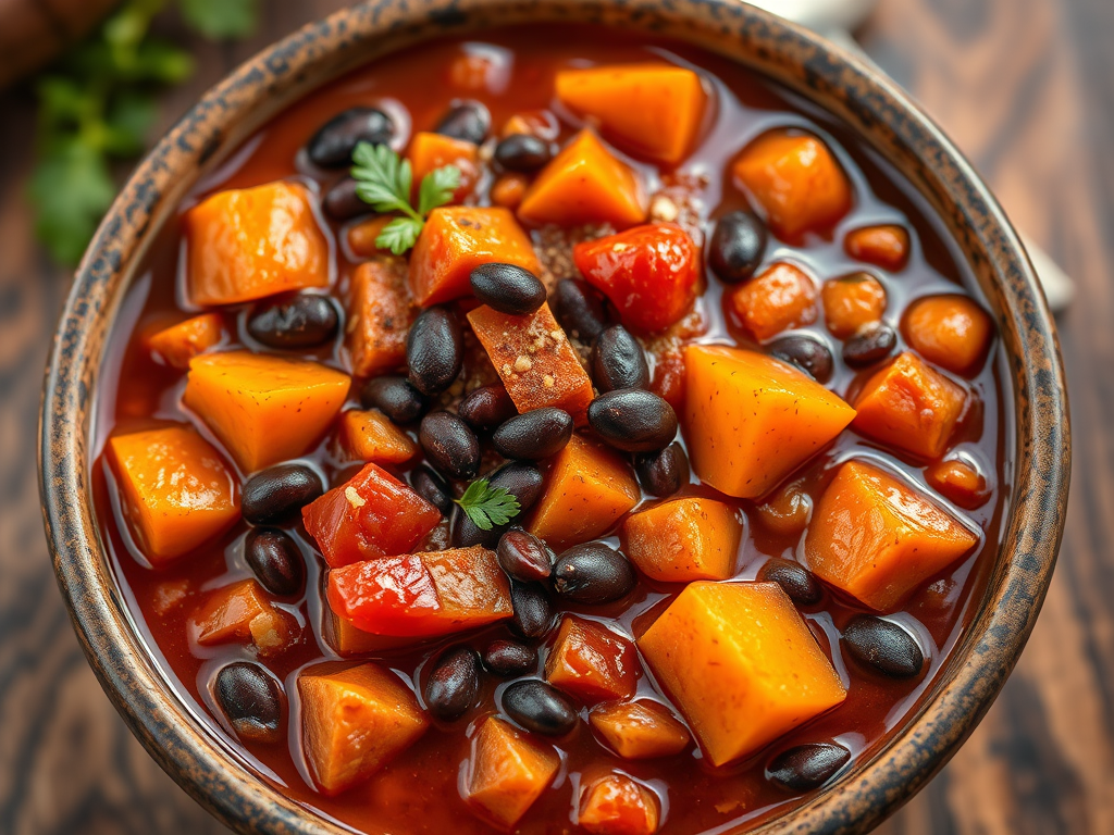 Chili de frijoles negros y batata