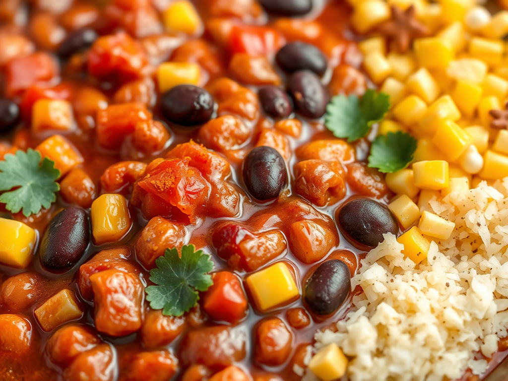 Chili sin carne de frijoles y maíz