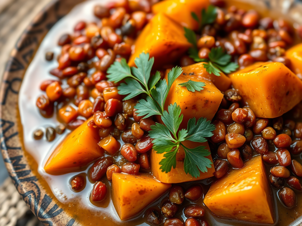 Curry de batata y lentejas rojas