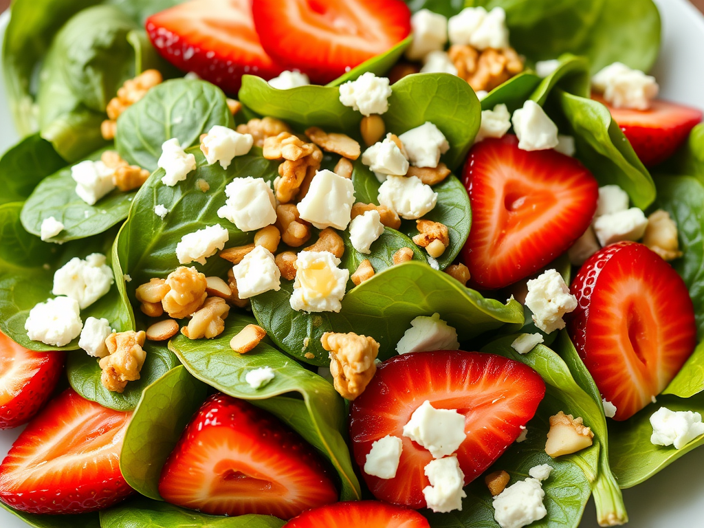 Ensalada de fresas y espinacas