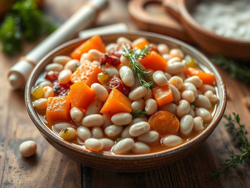 Estofado de frijoles blancos y vegetales