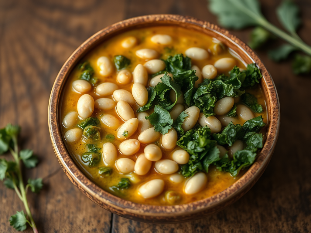 Guiso de berza rizada y alubias blancas