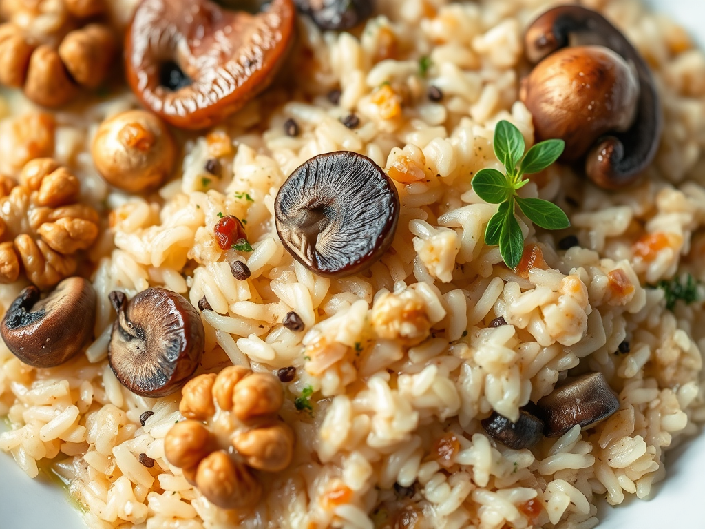 Risotto de setas y nueces