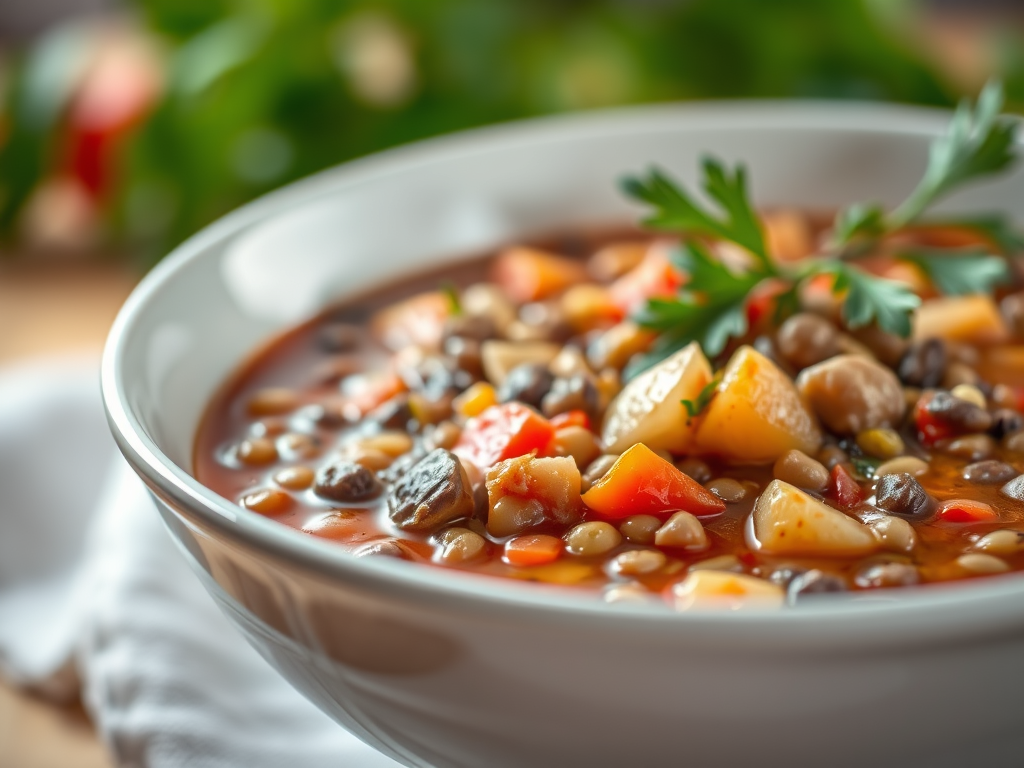 Sopa de lentejas y verduras