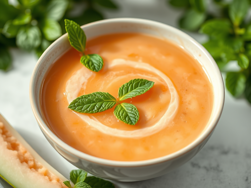 Sopa fría de melón y menta