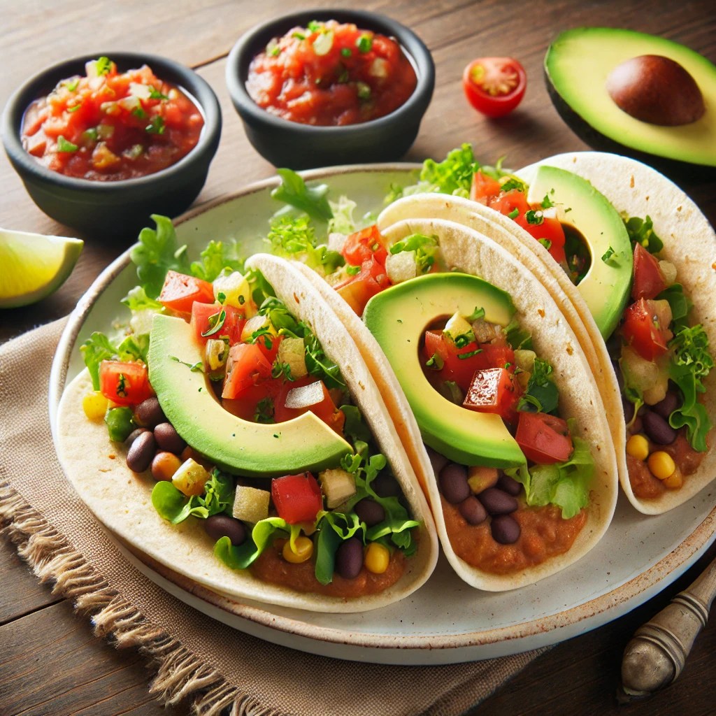 Tacos de frijoles y verduras