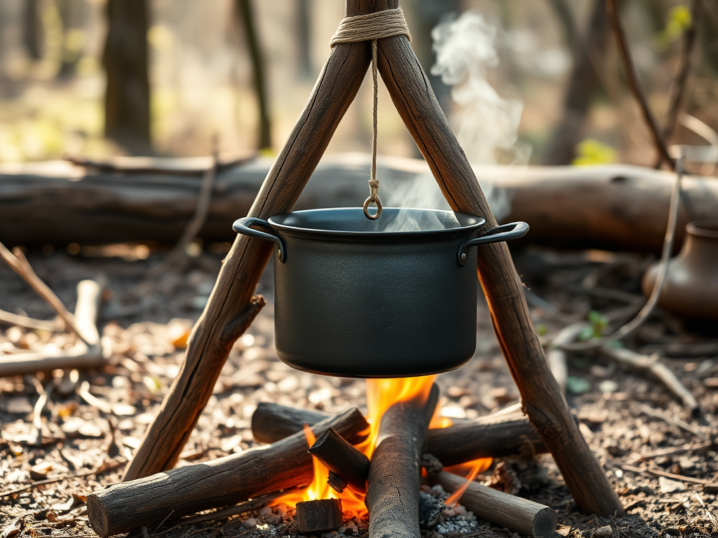 Trípode para Colgar Ollas sobre el Fuego