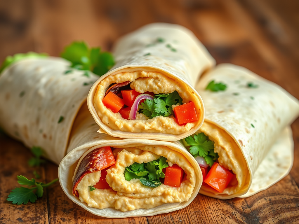 Wraps de hummus y vegetales