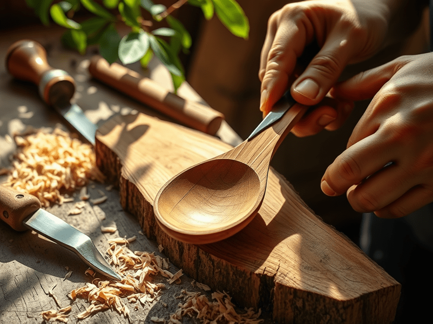 Cómo Fabricar una Cuchara de Madera (Wood Carving)