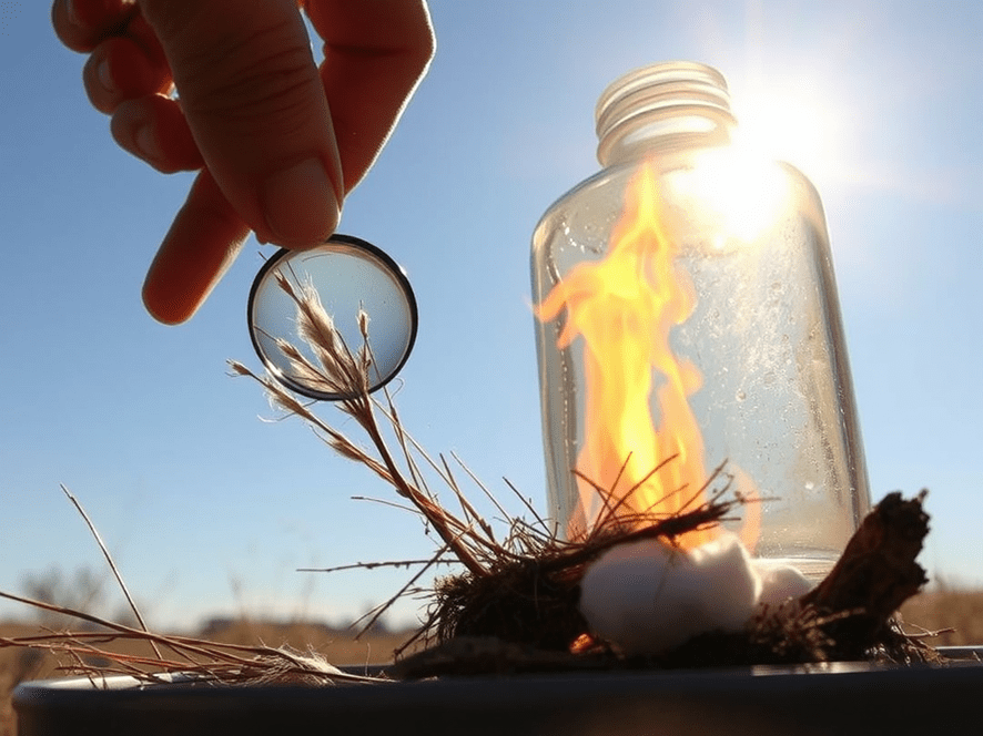 Cómo hacer fuego usando una lente o la luz solar